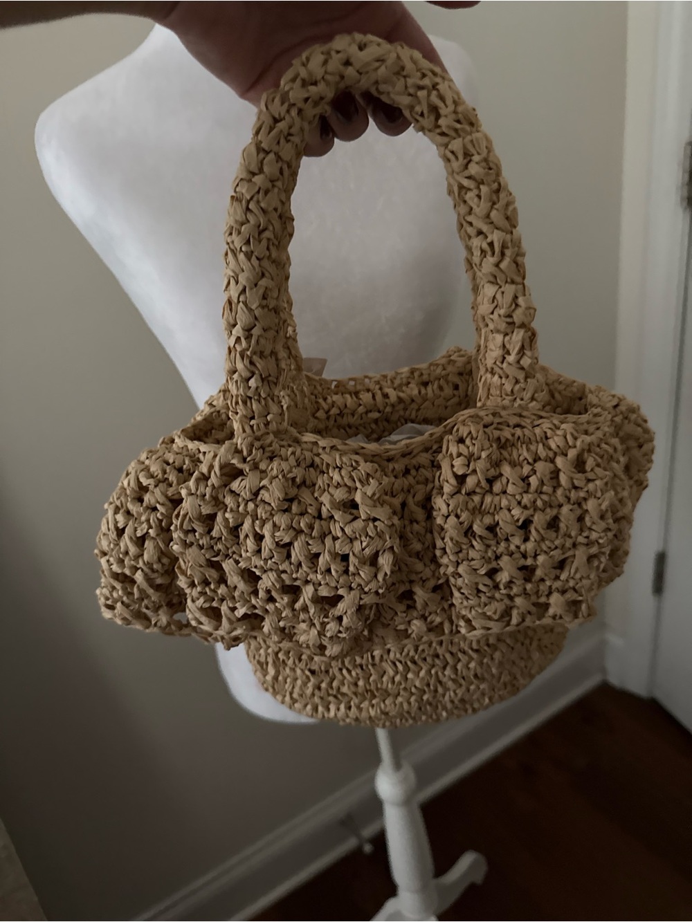 LOFT Natural Raffia Crochet Tote